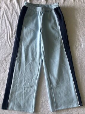 Edikted Light Blue Wide-Leg Pants with Navy Side Panels